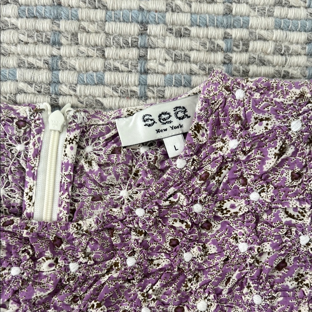 Sea New York Light Lilac Ida Puff Sleeve Smocked Dress Size Large - Picture 2 of 5